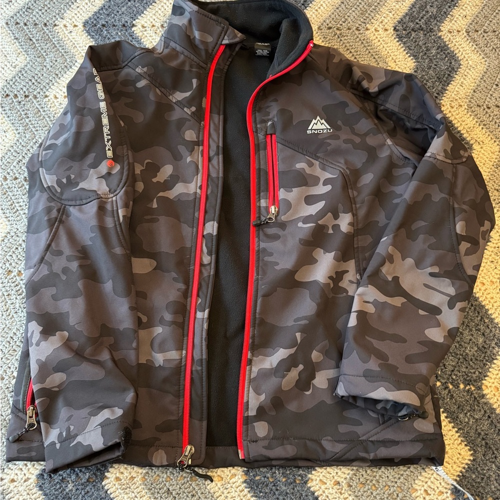 Snozu kids  Camo Performance Jacket - Black and Red